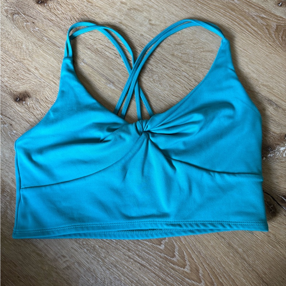 Super Soft Teal V-Neck Active Crop Tank